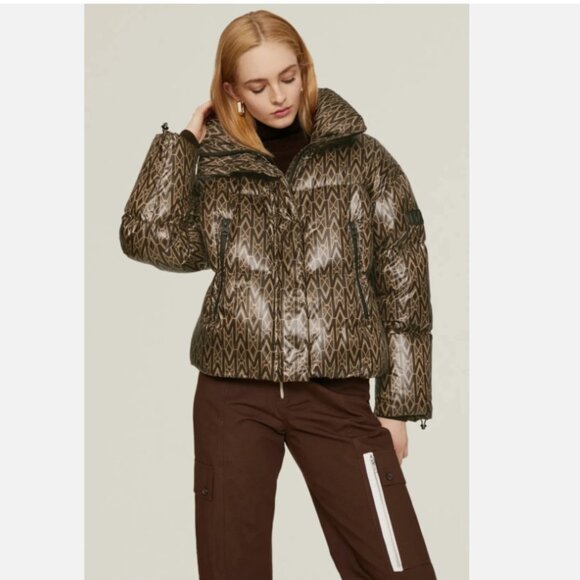 Mackage Mylah Monogram Brown 800+ Puffer Down Jacket - Picture 3 of 16